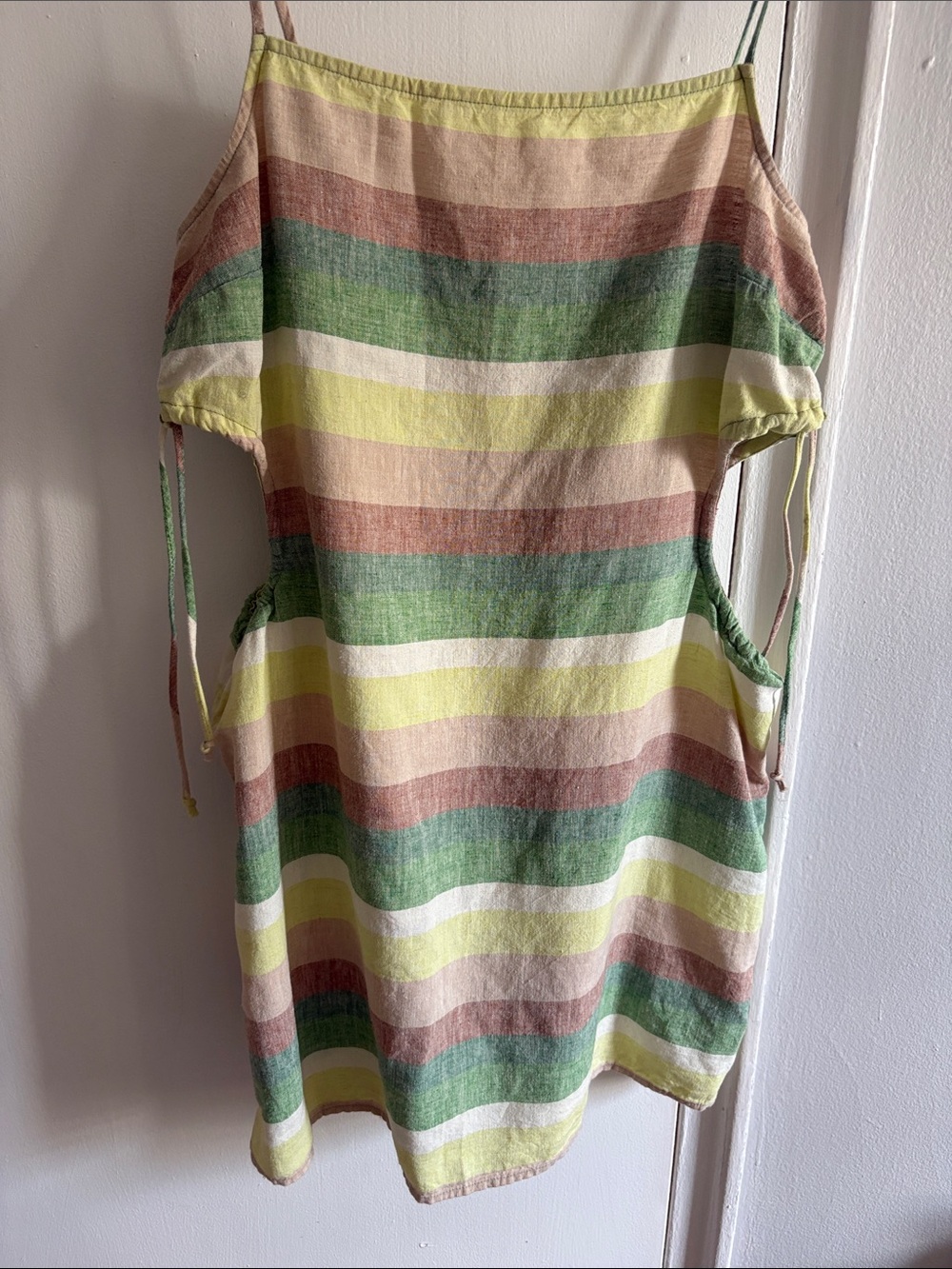 Aerie side cut-out  Sundress in Green, Yellow, Cream, Brown. Medium
